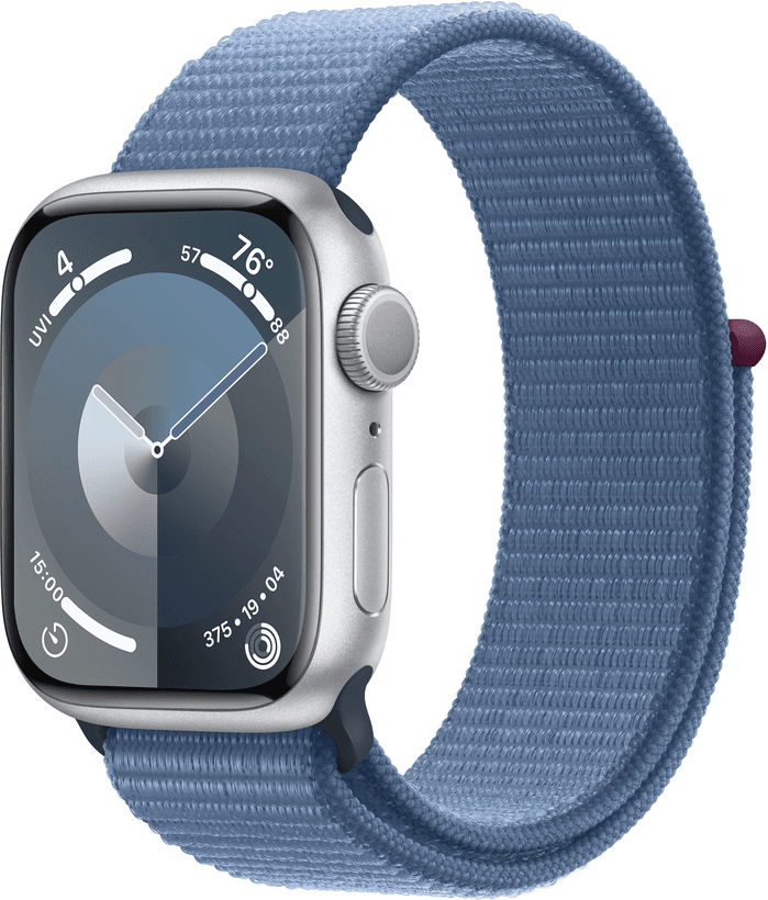 Apple Watch Series 9  (корпус - серебристый, 41mm ремешок Sport Loop зимний синий)— фото №0