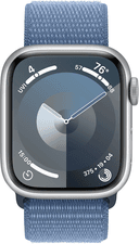 Apple Watch Series 9  (корпус - серебристый, 41mm ремешок Sport Loop зимний синий)— фото №1
